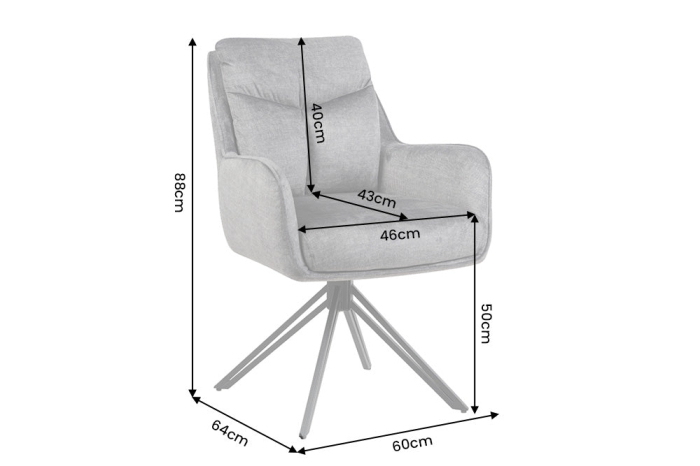 Set două scaune pivotant PROMETHEUS rotativ la 180°, cu cotiere, din velur Vogue, culoare gri grafit [8]