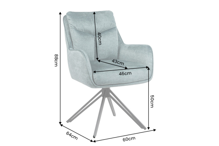 Set două scaune pivotant PROMETHEUS, rotativ la 180°, cu cotiere, din velur Vogue, culoare petrol [8]