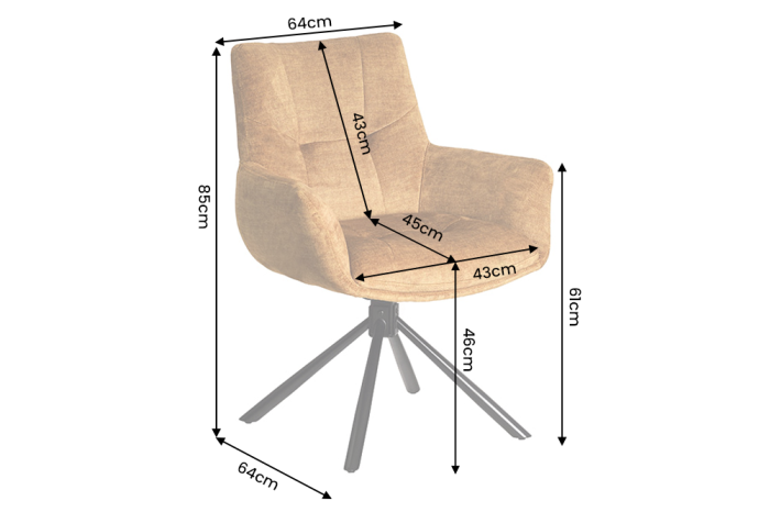 Set două scaune pivotant SIGNATURE rotativ la 360°, cu cotiere, miez cu arcuri, catifea, galben muștar [9]