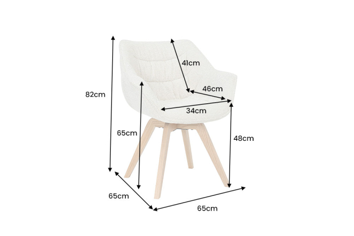 Set două scaune pivotant THE DUTCH COMFORT 180° cu revenire automată, cu cotiere, din tweed bouclé bej deschis, cu cadru din lemn de stejar [10]