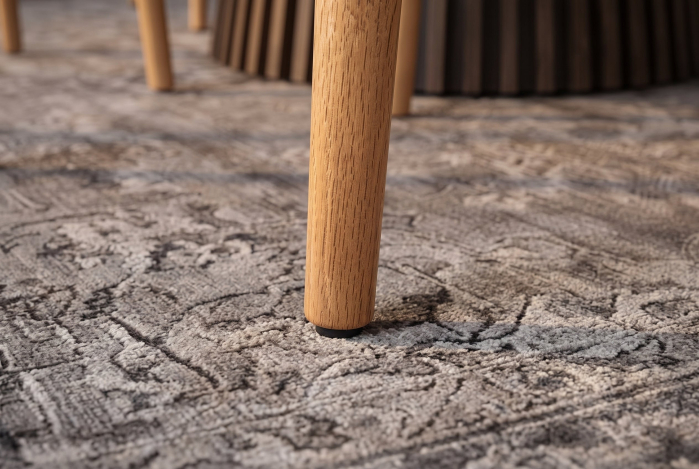 Set două scaune VALHALLA WOOD cu șezut tapițat, spătar curbat, țesătură texturată, lemn de stejar crem, natural [7]