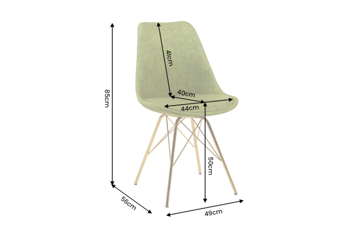 Set patru scaune SCANDINAVIA MEISTERSTÜCK cu model ornamental din chenile verde și picioare metalice aurii [9]