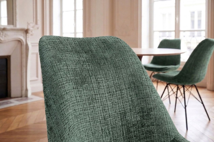 Set patru scaune SCANDINAVIA MEISTERSTÜCK  din țesătură texturată verde cu picioare negre [6]