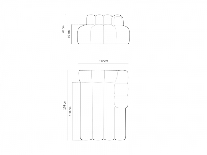 Sezlong Lupine colt pe partea stanga si tapiterie din catifea, bej [6]