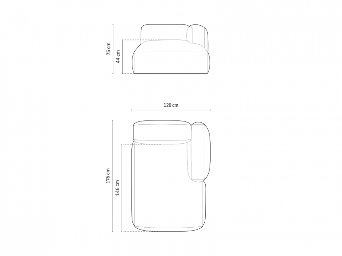 Sezlong Martina cu tapiterie din catifea reiata [6]