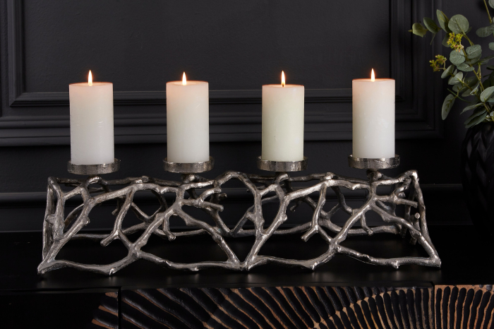 Sfeșnic ABSTRACT 60 cm 4 flăcări argintiu [5]