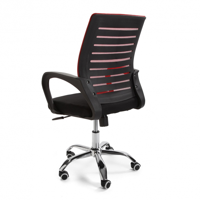 Scaun birou din material textil, plastic și metal, culoare negru, roșu [2]