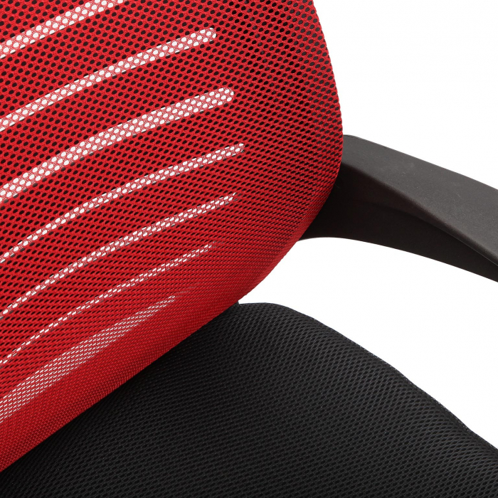 Scaun birou din material textil, plastic și metal, culoare negru, roșu [3]