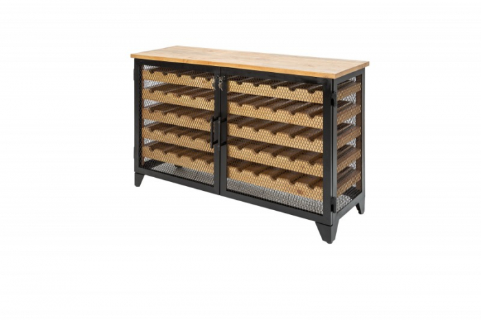 Suport de sticle din lemn de pin maro/gri și fier Bodega 127 cm [1]