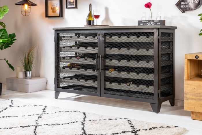 Suport de sticle din lemn de pin și fier Bodega 127 cm [2]