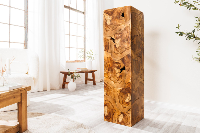 Stâlp decorativ TRIBAL 110 cm din lemn de tec maro natural [3]