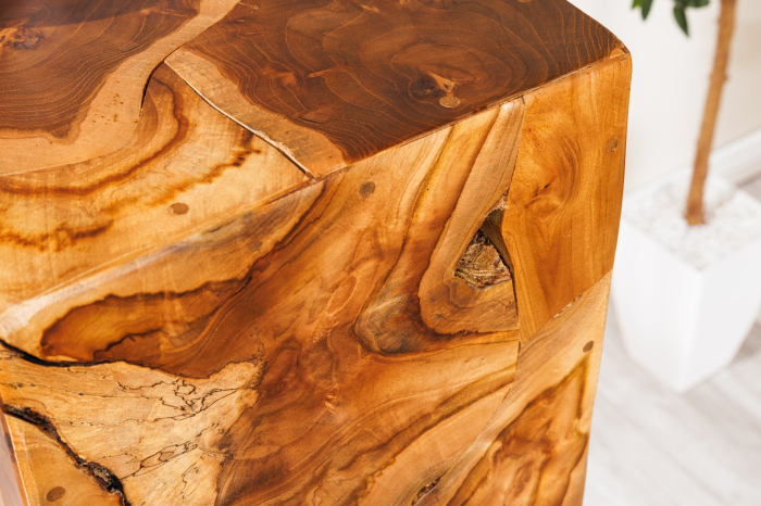 Stâlp decorativ TRIBAL 110 cm din lemn de tec maro natural [7]