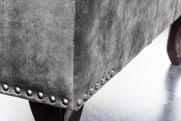 Taburet CHESTERFIELD aspect antic catifea gri [7]
