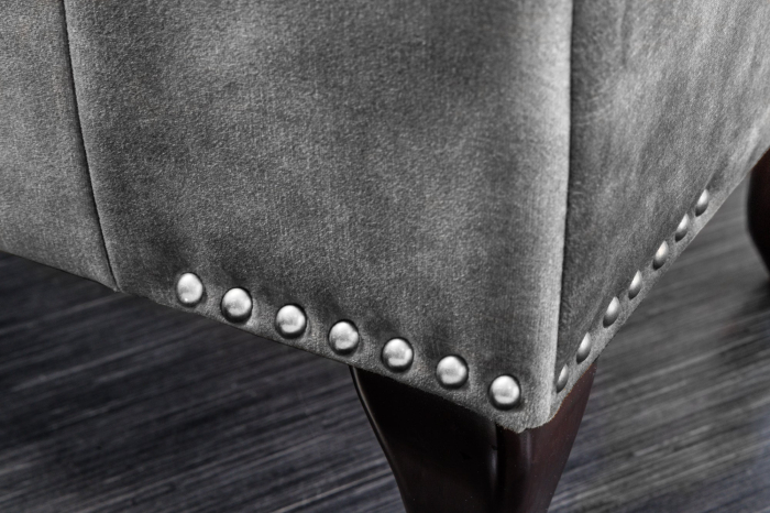 Taburet CHESTERFIELD aspect antic catifea gri [11]