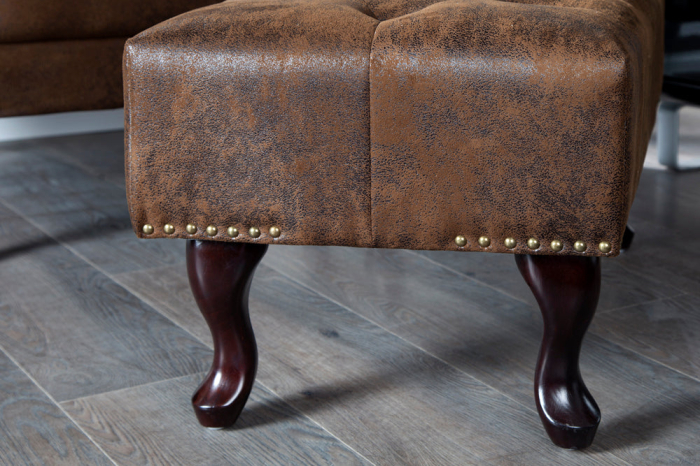Taburet CHESTERFIELD aspect antic microfibră maro [8]