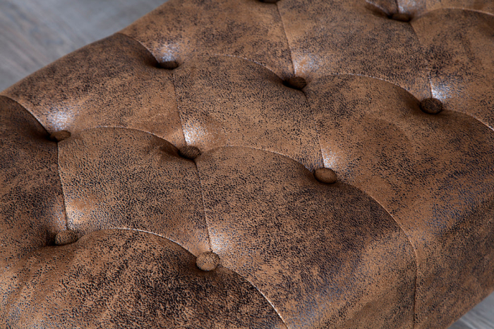 Taburet CHESTERFIELD aspect antic microfibră maro [6]