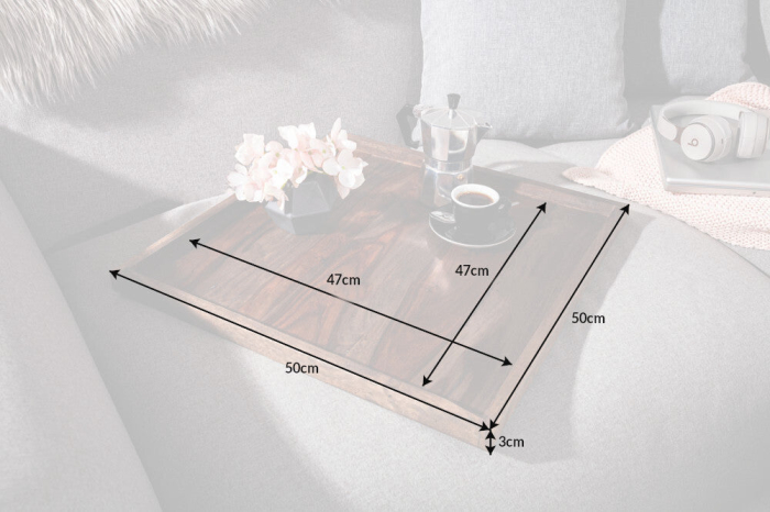Tavă MAKASSAR 50 cm finisaj fumuriu din lemn de sheesham [7]