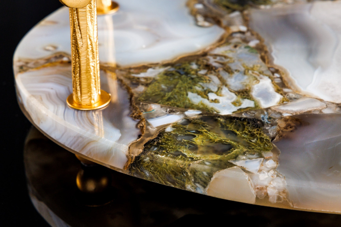 Tavă NOBLE 40 cm cu mânere aurii din agat [9]