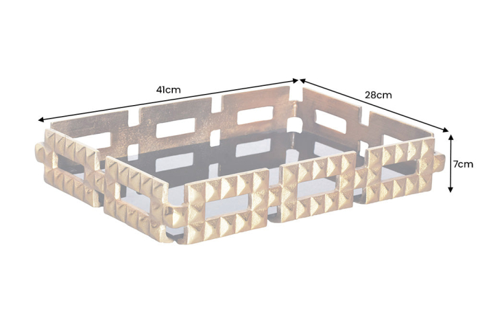 Tavă VARIATION 40 cm sticlă negru aluminiu auriu [8]