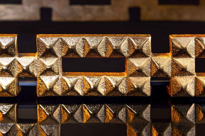 Tavă VARIATION 40 cm sticlă negru aluminiu auriu [6]