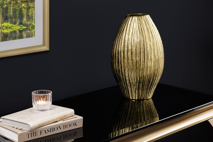 Vază ELEGANCE 30 cm cu efect de ciocănit, auriu antic [12]