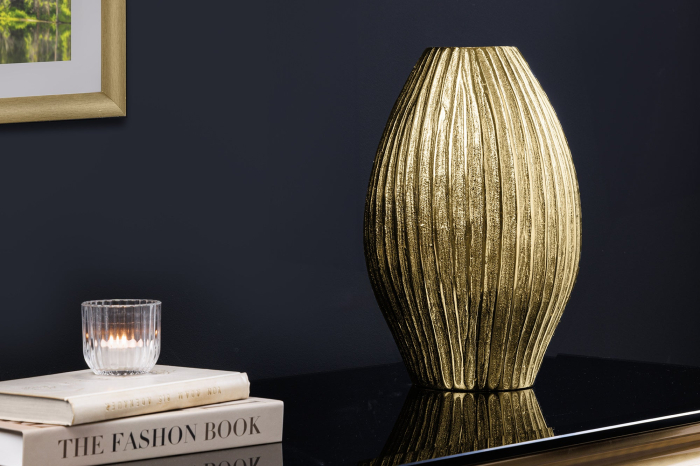 Vază ELEGANCE 30 cm cu efect de ciocănit, auriu antic [5]