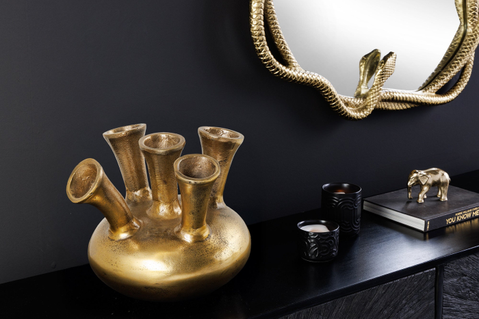 Vază KIYA 25 cm aurie cu 5 orificii pentru flori [5]