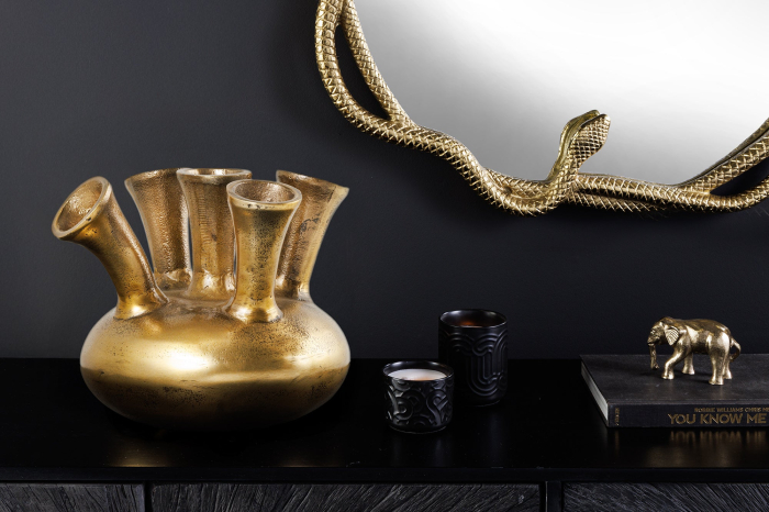 Vază KIYA 25 cm aurie cu 5 orificii pentru flori [4]