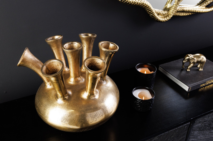 Vază KIYA 30 cm aurie cu 7 orificii pentru flori [6]