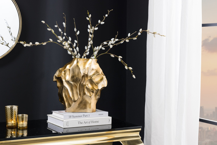 Vază LIQUID 25 cm cu efect de lovitură de ciocan, aurie [6]