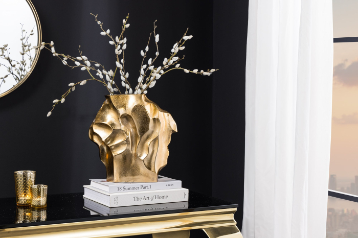 Vază LIQUID 25 cm cu efect de lovitură de ciocan, aurie [8]