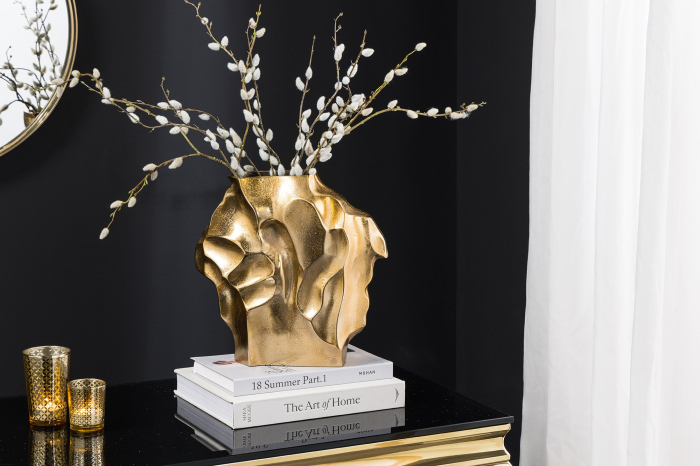 Vază LIQUID 25 cm cu efect de lovitură de ciocan, aurie [4]