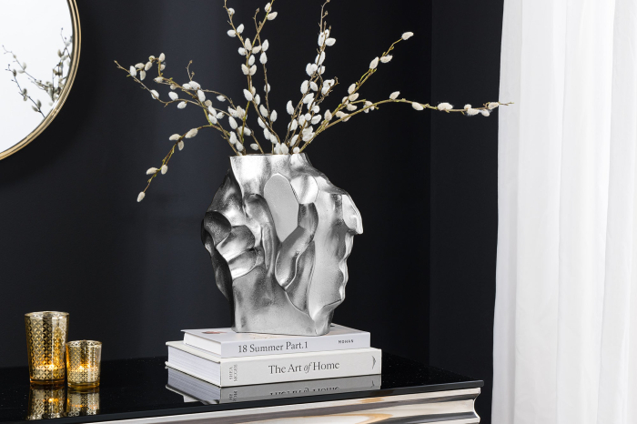 Vază LIQUID 25 cm, efect de lovitură de ciocan, argintiu [3]