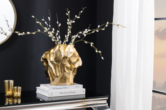 Vază LIQUID 30 cm cu efect de lovitură de ciocan, aurie [3]