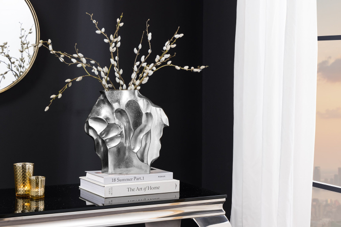 Vază LIQUID 30 cm, efect de lovitură de ciocan, argintiu [3]