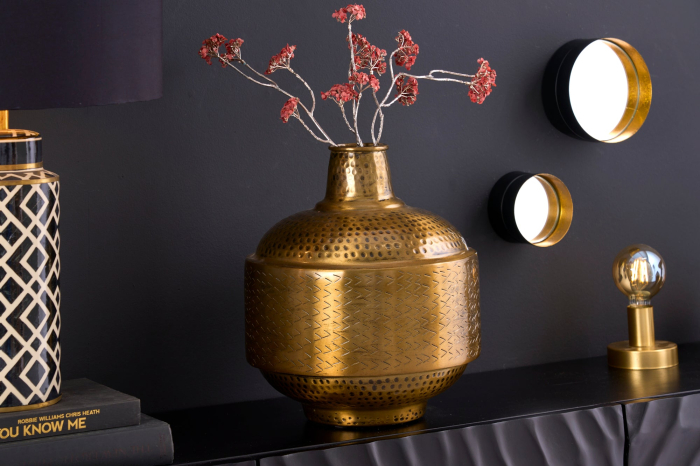 Vază ORIENT 35 cm cu efect de ciocan, cupru antic [4]