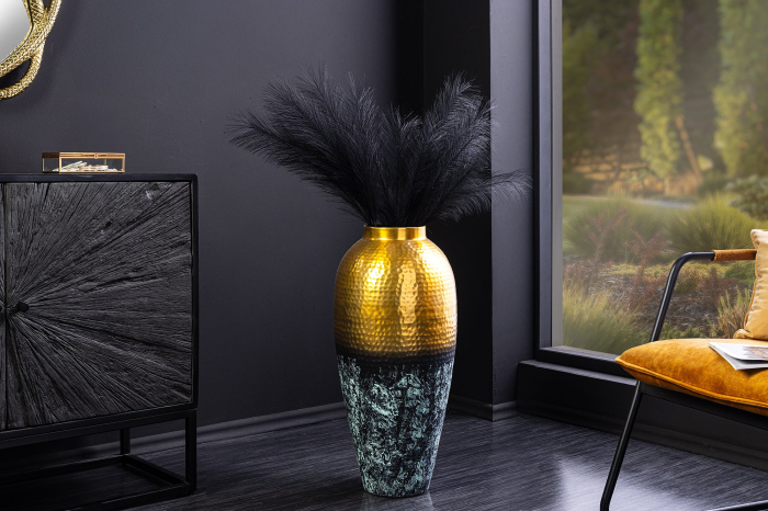 Vază ORIENT L 65 cm aurie cu patină, cu design în formă de lovituri de ciocan [5]