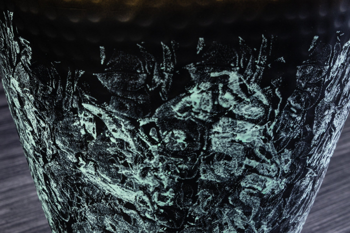 Vază ORIENT L 65 cm aurie cu patină, cu design în formă de lovituri de ciocan [9]