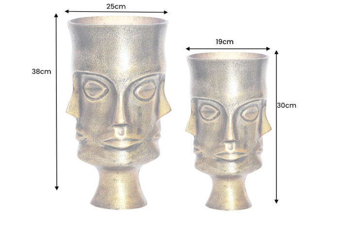 Vază pentru plante FACE, set de 2, aluminiu, alamă antică [11]
