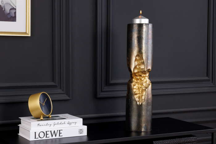 Vază PRECIOUS 40 cm, efect de ciocan, negru-auriu [5]