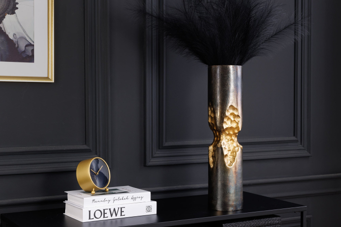 Vază PRECIOUS 40 cm, efect de ciocan, negru-auriu [6]