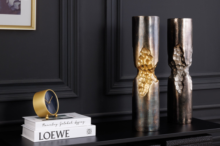 Vază PRECIOUS 40 cm, efect de ciocan, negru-auriu [4]