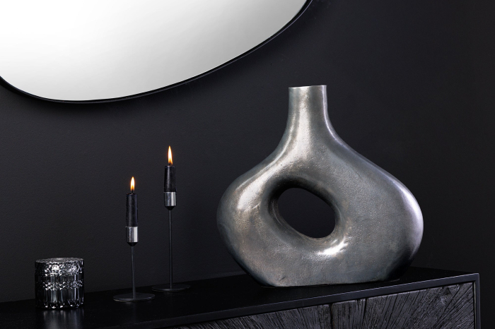 Vază RING 30 cm metal gri închis realizată manual [4]