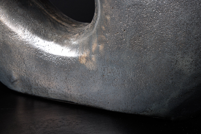 Vază RING 30 cm metal gri închis realizată manual [11]