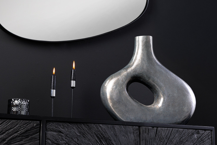 Vază RING 40 cm metal gri închis realizată manual [6]