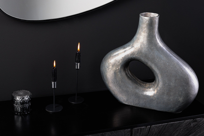 Vază RING 40 cm metal gri închis realizată manual [7]