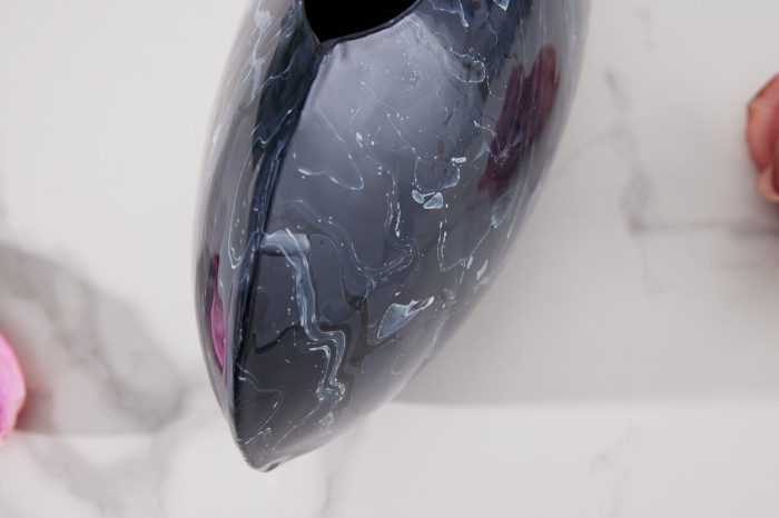 Vază STONE 38 cm aspect marmură negru [7]