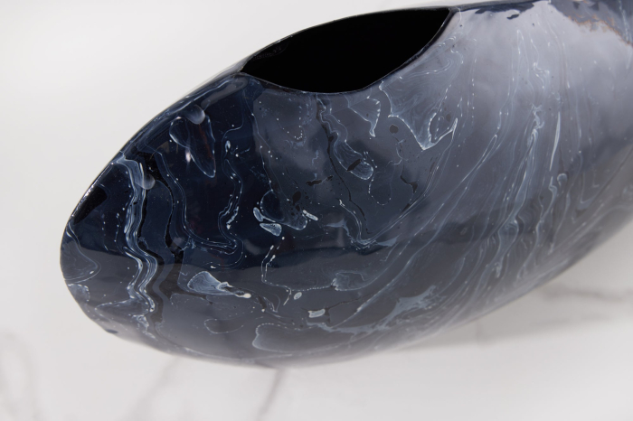 Vază STONE 38 cm aspect marmură negru [4]
