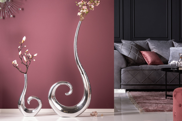 Vază WAVE L 47 cm aluminiu argintiu [4]