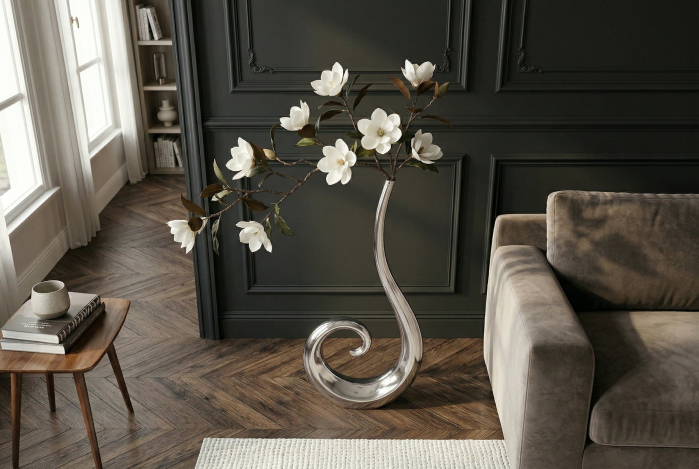 Vază WAVE XL 106 cm aluminiu argintiu [5]